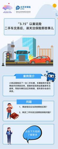 “3.15”以案說險(xiǎn)  二手車交易后，請(qǐng)關(guān)注保險(xiǎn)那些事兒